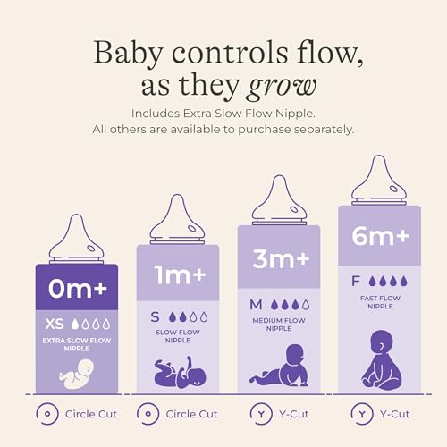 Lansinoh NaturalWave Baby Bottle Nipples, Slow Flow, Size S, 1+ Month, 4 Count 100% Soft, Durable Silicone, Made Without BPA BPS, Anti-Colic, Supports Baby's Developing Mouth and Teeth