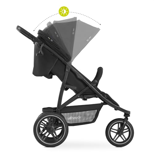 hauck Rapid 3R All-Terrain Pushchair Baby Stroller for Toddlers – 3 Rubber Wheels, UPF 50+ Canopy, Adjustable Reclining Seat & Height Handle, and Compact One-Hand Fold