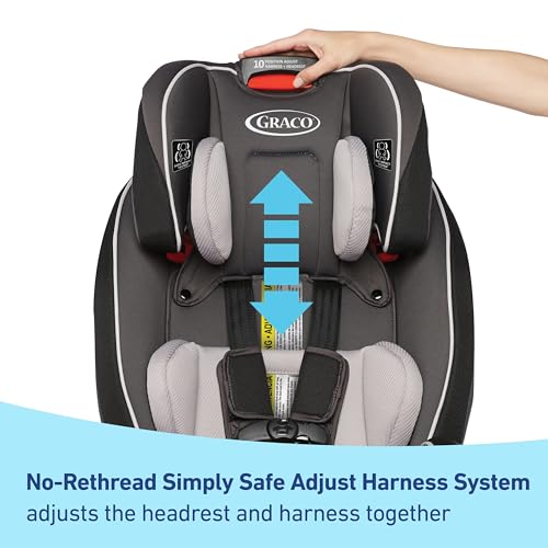Graco SlimFit 3-in-1 Convertible Car Seat, Ultra-Space-Saving Design, Darcie, Suitable for Rear and Forward-Facing, Highback Booster Seat with 10-Position Headrest