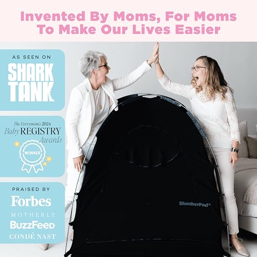 SlumberPod The Original Blackout Sleep Tent Travel Essential for Babies and Toddlers, Mini Crib and Pack N Play Cover, Sleep Pod for Kids with Monitor Pouch and Fan Pouch, Blocks 95%+ Light, Black
