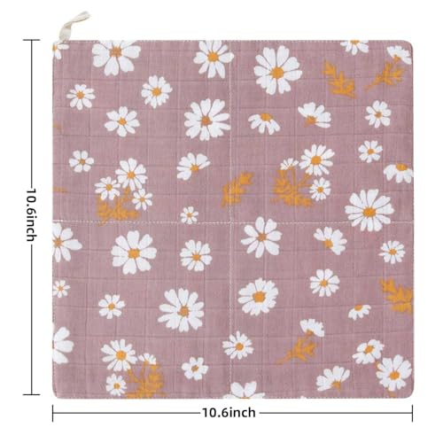LifeTree Baby Muslin Washcloths, Soft 6 Pack Baby Wash Cloths Unisex for Boys Girls, 70% Viscose from Bamboo and 30% Cotton Bath Face Towels, Bibs for Newborn with Sensitive Skin, 10.6x10.6 inches