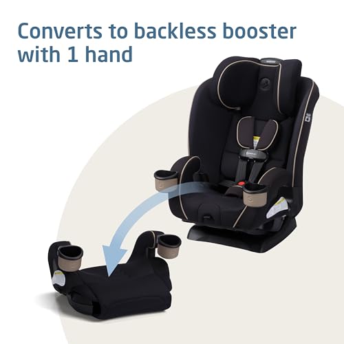 Maxi-Cosi Kani 4-in-1 Infant Kids Convertible Car Seat, Rear-Facing Forward-Facing Carseat, Booster, Slim Fit, Magnetic Buckle, 5-Position Recline, Fits 5-100 lbs, 19-57 in, Caspian Caviar