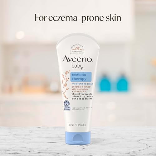 Aveeno Baby Eczema Therapy Moisturizing Cream for Dry, Itchy Skin, Natural Colloidal Oat & Vitamin B5, Hypoallergenic & ph-Balanced, No Added Steroids, Phthalates, Parabens or Fragrance, 7.3 oz
