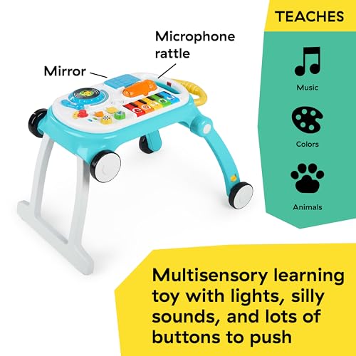 Baby Einstein Musical Mix ‘N Roll 4-in-1 Push Walker, Activity Center, Toddler Table & Floor Toy, 100+ Songs & Phrases, DJ Station with Piano