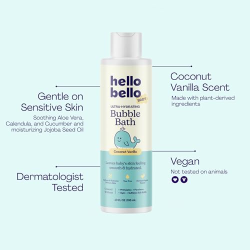 Hello Bello Baby Bubble Bath, Gentle Coconut Vanilla Scent, for Babies and Kids, 10oz Bottle