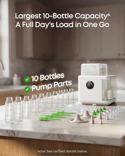 eufy Security S1 Pro Baby Bottle Washer, Sterilizer and Dryer, Built-in Water Softener, Largest 10-Bottle Capacity, 3D HydroBlast Cleaning, 212°F Steam Sterilizer, Fast Drying, Smart App Control