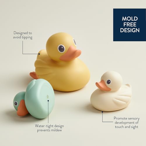 Itzy Ritzy Ducky Family – 3-Piece Floating Bath Toy Set with Watertight Design – Soft, Squeezable Ducks Designed for Ages 6 Months and Up (Ducks)