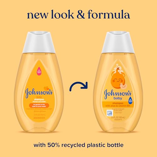 Johnson's Baby Shampoo with Aloe Vera & Vitamin B5, Tear Free, Newborn Essentials, No added Parabens & Sulfates, Hypoallergenic, Baby Essentials, 13.6 fl. oz
