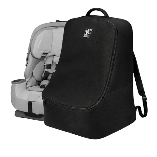 J.L. Childress Padded Backpack Car Seat Bag - Car Seat Travel Bag for Airplane, Cover Fits Most Baby & Infant Carriers & Boosters, Airport Accessories for Gate Check or Baggage Check - Ultimate, Black