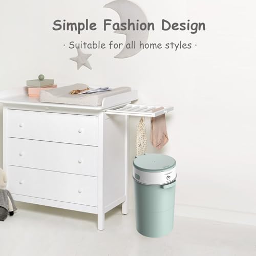 Bellababy Diaper Pail, Upgrade Baby Diaper Bin with Double Odor Locking, Includes 4 Refills (270 inches/pcs), Compact Design for Nursery, Green