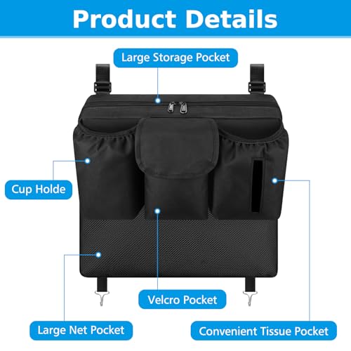 Accmor Stroller Organizer, Universal Large Capacity Stroller Bag Caddy Organizer Accessories for Uppababy, Nuna, Doona, Britax Strollers, Black
