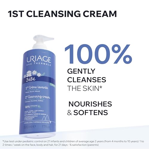 Uriage Baby Body Wash & Scalp With Organic Edelweiss & Shea Butter, Gently Cleanses & Preserves The Hydrolipidic Film, Lovely Scent, Foaming Creamy Texture, Soap-Free, Physiological Ph