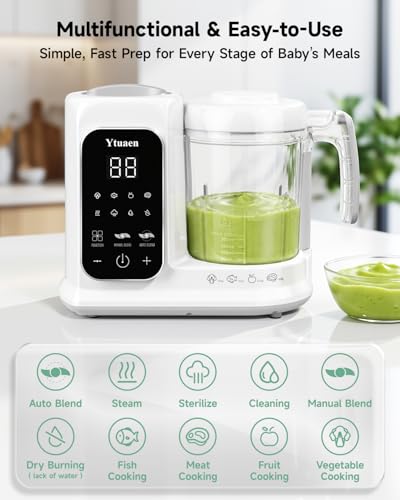 Baby Food Maker with Large Steam Basket Onestep Baby Food Processor Steamer with Steam & Grinding, Auto Cooking Self-Cleaning & Sterili-zing, BPA-Free for Healthy Homemade Baby Food