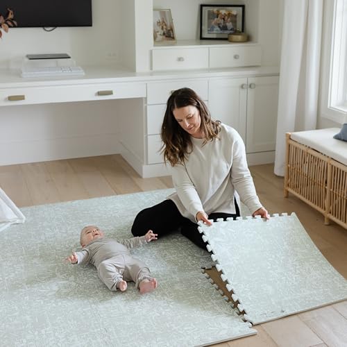 Little Landings Baby Play Mat for Floor - Eden (6x6ft) - Premium EVA Foam Play Mat for Babies & Toddlers (Ages 0-5+) - Non-Toxic Playmat for Tummy Time, Crawling & Playroom - Stylish & Comfortable