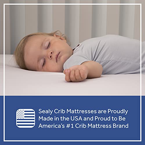 Sealy Baby 2-Stage Dual Firm Crib Mattress, Breathable Infant & Toddler Mattress with Medical-Grade Waterproof Cover, GREENGUARD Gold Certified, Made in USA, 52 x 28 Inches