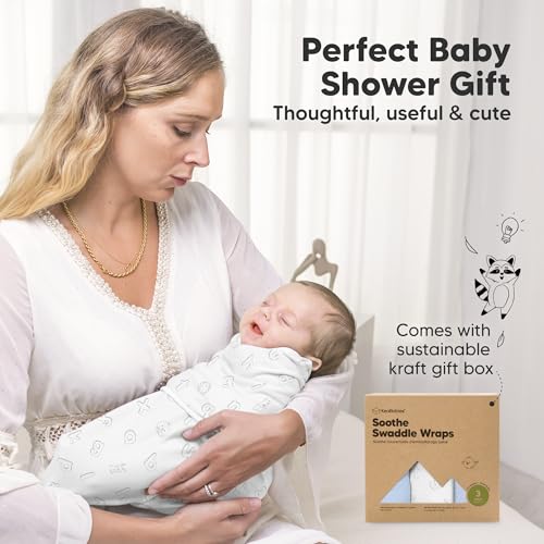 KeaBabies 3-Pack Organic Baby Swaddles for Newborns (ABC Land Cloud, 0-3M)