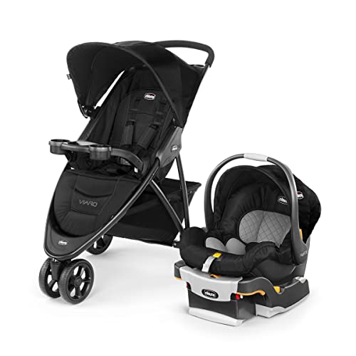 Chicco Viaro Travel System, Viaro Quick-Fold Stroller with KeyFit 30 Infant Car Seat and Base, Black/Black