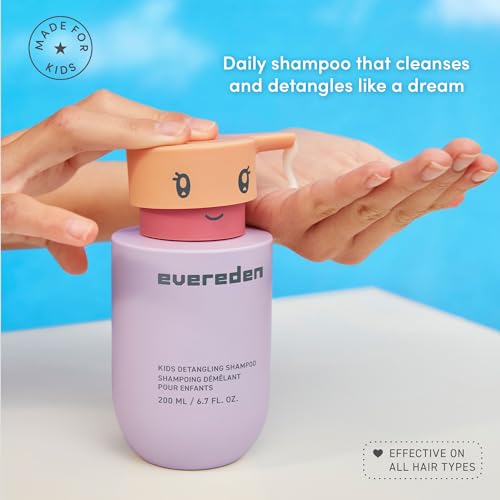 Evereden Kids Detangling Shampoo | Dermatologist-Tested, EWG Verified, No Silicones | For Curly or Straight Hair | Clean, Vegan, Sulfate-Free, Hypoallergenic, Gentle for Daily Use, 6.7 fl oz