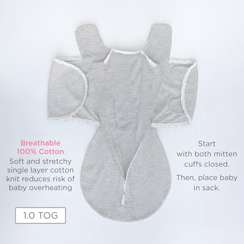 SwaddleDesigns 6-Way Omni Swaddle Sack, Arms Up Swaddle for Newborn, More Options to Calm Startle Reflex, Improves Sleep, Small, 0-3 month, 6-14 lbs, Heathered Gray