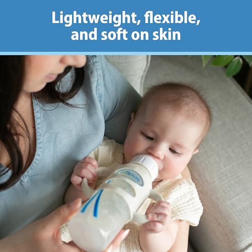 Dr. Brown's Narrow Baby Bottle Handles, 100% Silicone, Easy Grip Removable Handles for Bottle to Sippy Cup Transition, Black, 4m+