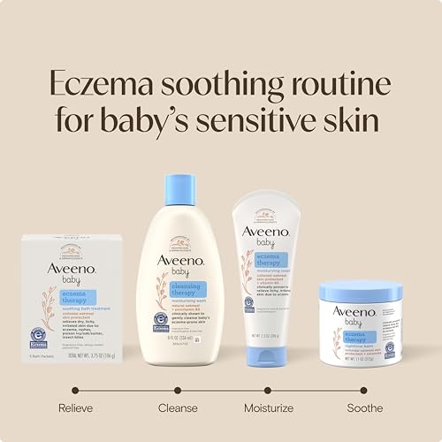 Aveeno Baby Eczema Therapy Moisturizing Cream for Dry, Itchy Skin, Natural Colloidal Oat & Vitamin B5, Hypoallergenic & ph-Balanced, No Added Steroids, Phthalates, Parabens or Fragrance, 7.3 oz