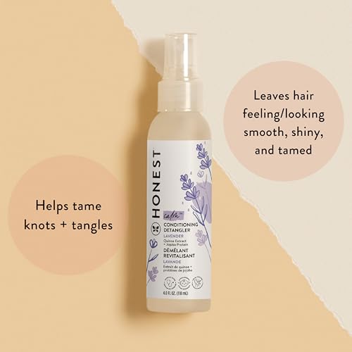 The Honest Company Conditioning Hair Detangler | Leave-in Conditioner + Fortifying Spray | Tear-free, Cruelty-Free, Hypoallergenic | Lavender Calm, 4 fl oz