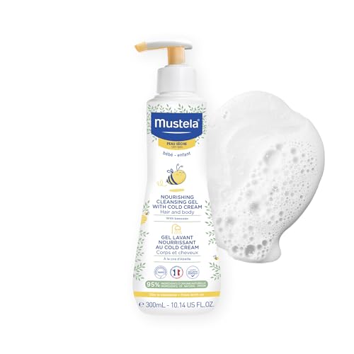 Mustela Baby Dry Skin Bath Time Gift Set - Baby Skin Care Essentials - with Natural Avocado & Cold Cream - 2 Items Set