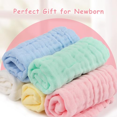AIDEA Baby Washcloths and Burp Cloths, Absorbent Cotton Muslin Baby Towels, Large Soft Breathable Newborn Essentials for Boys and Girls, Newborn Essentials, 10 Pack, 10"x10"
