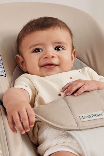 BabyBjörn Bouncer Balance Soft, Khaki/Beige, Woven | 2-in-1 Adjustable Baby Bouncer Seat and Toddler Chair, Newborn to Toddler (8-29 lbs), 4 Positions, Lightweight & Portable