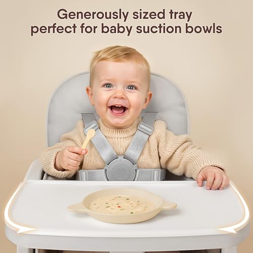 Obee Odee 3-in-1 Portable Baby High Chair for Babies and Toddlers, Convertible Easy Clean Infant Foldable Highchair with Adjustable Legs & Dishwasher Safe Tray, Grey