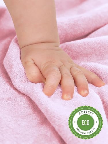 HIPHOP PANDA Baby Washcloths, Rayon Made from Bamboo - 2 Layer Ultra Soft Absorbent Newborn Bath Face Towel - Reusable Baby Wipes for Delicate Skin - Pink, 6 Pack