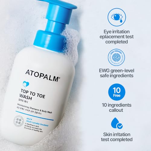 ATOPALM Top to Toe Baby Wash & Shampoo, Sulfate-Free, pH Balanced, Head to Toe Bath, 10.1 Fl Oz, 300ml