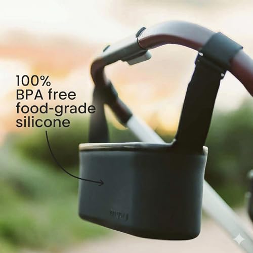 Universal Silicone Stroller Organizer with Cup Holders | Waterproof, Easy-Clean, BPA-Free Caddy with Organized Interior | Anti-Slip Straps fit Uppababy, Nuna, Doona & Most Strollers | roo go