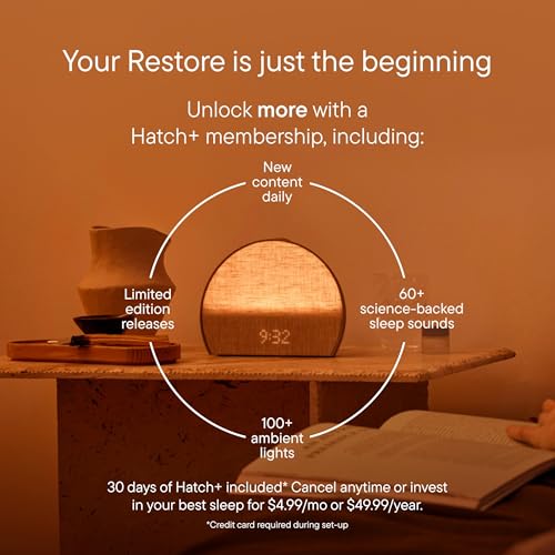 Hatch Restore 3 | Sunrise Alarm Clock, Smart Light, Sleep Audio (Putty)