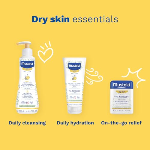 Mustela Baby Nourishing Lotion – Daily Body Lotion for Dry Skin - with Natural Avocado, Cold Cream & Beeswax - Safe from birth on - 6.76 fl. oz.