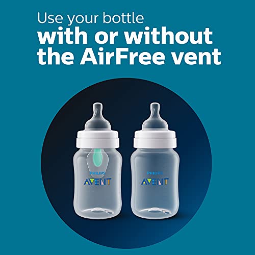 Philips Avent Anti-Colic Baby Bottle with AirFree Vent, Slow Flow 1 Nipple, 0m+, 4oz, 4 Pack, Clear, SCY701/04