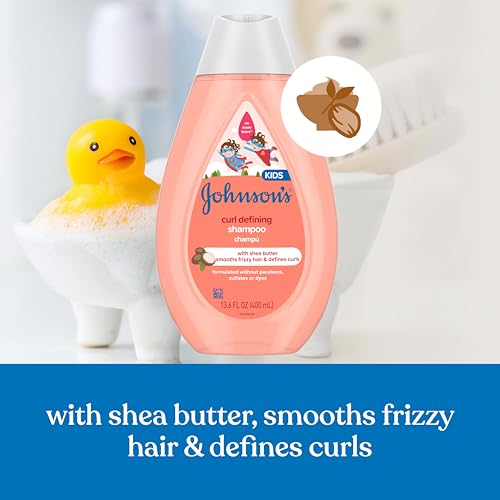 Johnson's Kids' Curl Defining Shampoo with Shea Butter, Cleanses, Smooths Frizz, & Defines Waves & Curls for 24 Hours, 13.6 fl. oz
