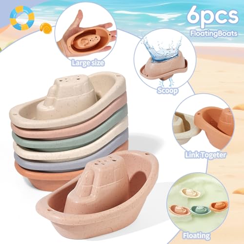 Baby Bath Toys for Kids Ages 1-3, 14 Pack Mold Free Bath Toys Toddlers 2-4 Bathtub Toys with Floating Boats&Cups and No Hole Bath Toy for Babies 6-12 Months Gifts for Boys & Girls