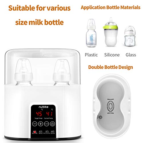 nubite Double Baby Bottle Warmer 24H Constant Mode for All Bottles, Breastmilk Baby Milk Heater, Heating Baby Food, Formula Water Warmer for Twins, Accurate Temperature Control