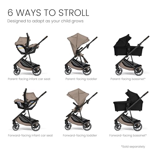Britax Prism Full-Size Travel System, Infant Car Seat Stroller Combo with Alpine Base; Baby & Toddler Stroller with One-Hand Fold & Telescopic Handlebar; ClickTight Car Seat Installation Teak
