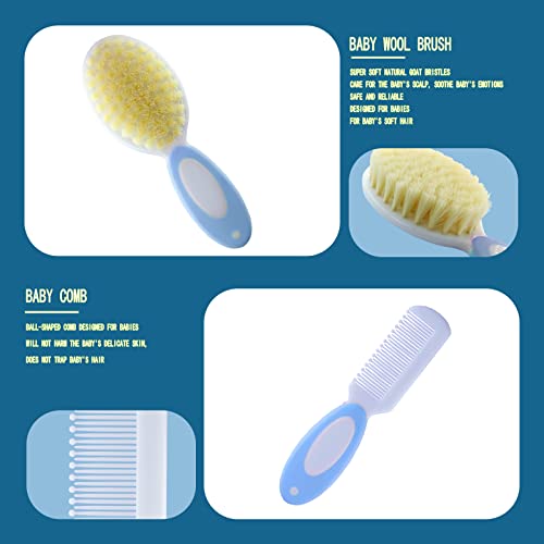 VZAYQUPXY Baby Grooming Kit, Baby Essentials for Newborns, Portable Baby Care Kit, Contains Baby Nail Clippers, Baby Comb, Baby Brush, Baby Ear Wax Removal Tool and More (10 in 1) (Blue)