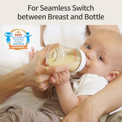 Pigeon PPSU Nursing Baby Bottle Wide Neck, Anti-Colic, Streamlined Body, Natural Feel, Easy to Clean, 8 Oz (Pack of 2), Includes 2pcs M Nipples (3m+)