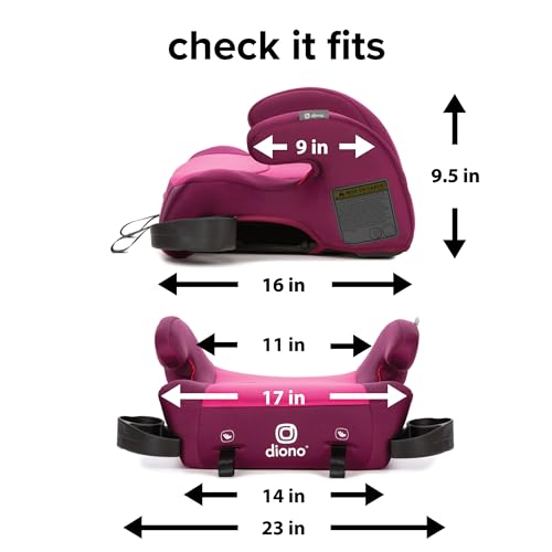 Diono Solana 2 XL 2022, Dual Latch Connectors, Lightweight Backless Belt-Positioning Booster Car Seat, 8 Years 1 Booster Seat, Pink