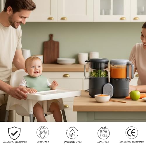 Baby Food Maker Steamer and Blender, 4 in 1 Multifunction Baby Food Processor and Steamer with Blender, Defrosting & Reheating, Use as Puree Maker and Grinder Machine for Feeding Set Essentials, 68 oz