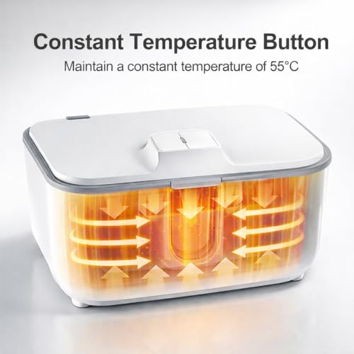 Wet Wipes Heater , Baby Wipe Warmer, Night-Ready Warm Wipes Dispenser with Moisture Lock, Large Capacity for Busy Parents, Soft Surround Heating, Safe & Even Warmth for Newborns
