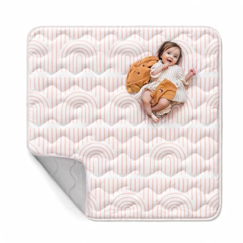Mallify Baby Play Mat for Floor, 50"x50" Playpen Mat, 1.1" Thick Foam Playmat for Tummy Time, Non-Slip Crawling Mat for Babies and Toddlers, Infants, Pink