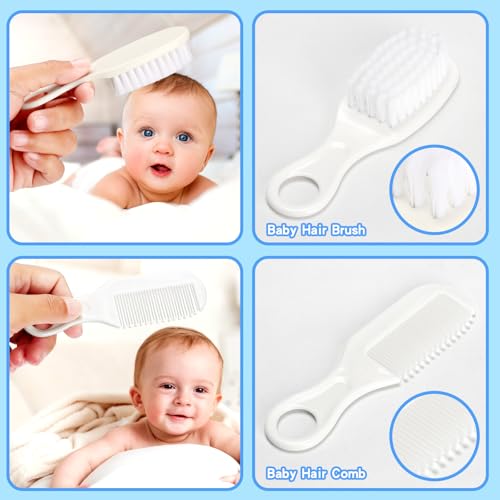 Baby Healthcare and Grooming Kit, Baby Safety Care Set, Baby Electric Nail Trimmer Set Newborn Nursery Health Care Set for Newborn Infant Toddlers Baby Boys Girls Kids (Grey White-18 Kits)