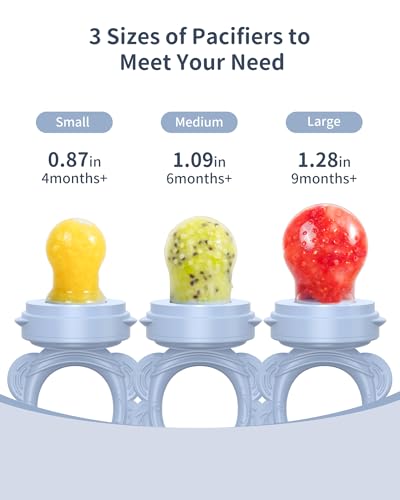 Silicone Baby Fruit Food Feeder (2 Pack) with Freezer Nibble Tray, Breastmilk Popsicle Molds for Baby Teething Relief, Silicone Feeder for Safe Infant Self Feeding, BPA Free, Dishwasher Safe, 3 Month+