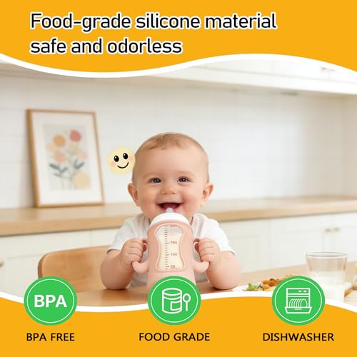 XTSWFC 3Pack Silicone Sleeves for Pigeon Baby Bottles 8.1oz, Anti Breakage Glass Baby Bottle Holder with Handles