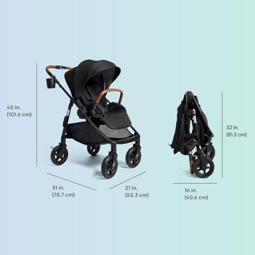 Joie Baby, Poppy Whirl Stroller and Mint Latch Car Seat Travel System (Shale) - 360 Whirl™ Travel System